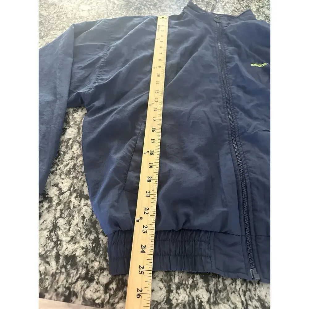 Vintage Adidas Jacket Mens Medium Blue Nylon Trefoil Zip Windbreaker 80s Classic